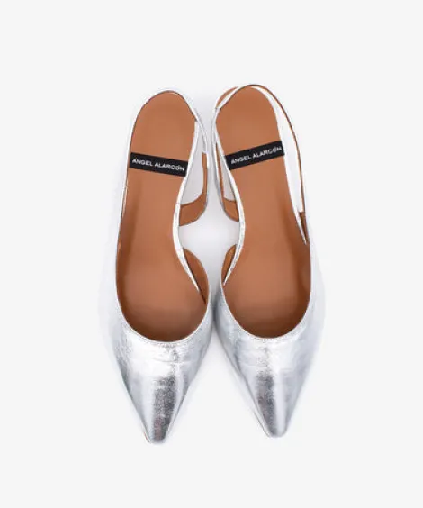 Angel Alarcon Silver kitten Heel Sling Back|26017SIL