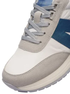 Ara White and Blue Wide Fit Trainer|122970207