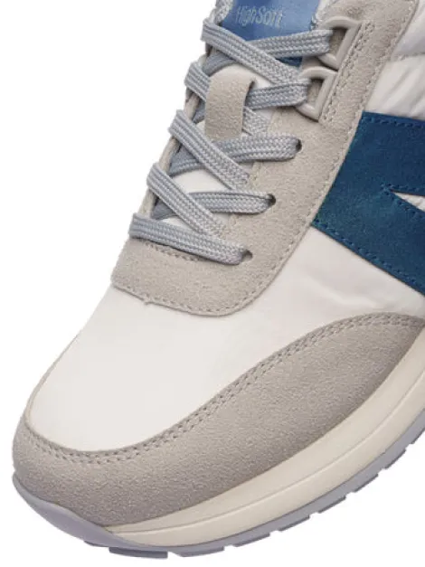 Ara White and Blue Wide Fit Trainer|122970207