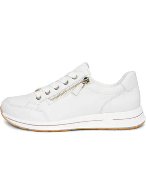 Ara White Wide Fit Trainre|12248019C