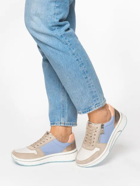 Ara Wide Fit Blue and Beige Trainer|122754089