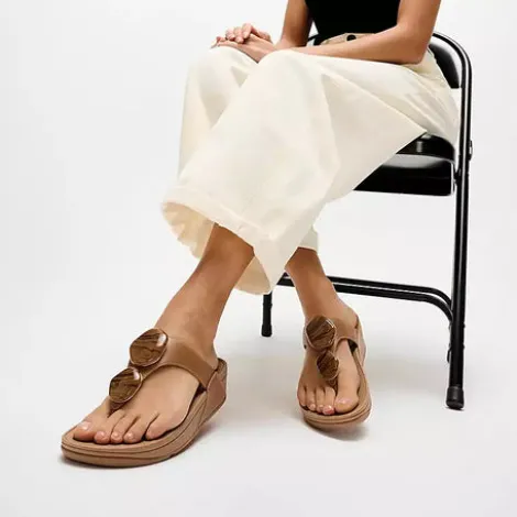FitFlop Deep Tan Leather Toe Post|A4TC15