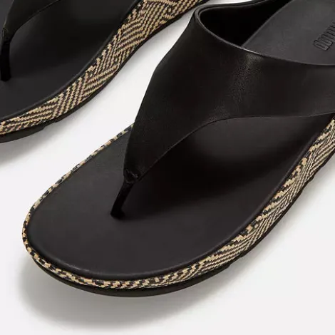 Fitflop Lux Graphic-Weave Leather Toe-Post |A4Q001