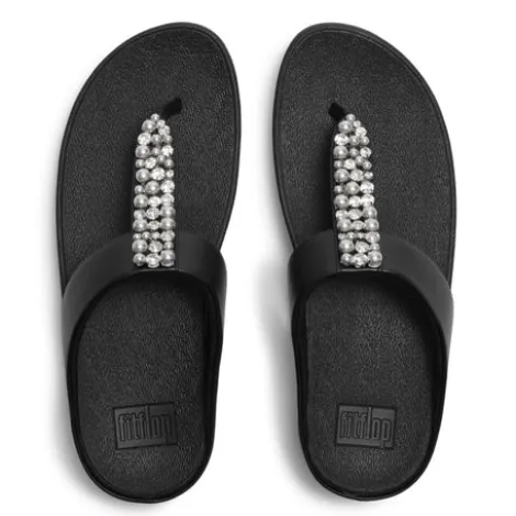 Fitflop Pearls and Crystal Black Toe Post|A2N001