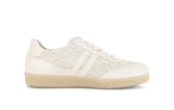 Gabor Beige Leather and Raffia Trainer|8330042