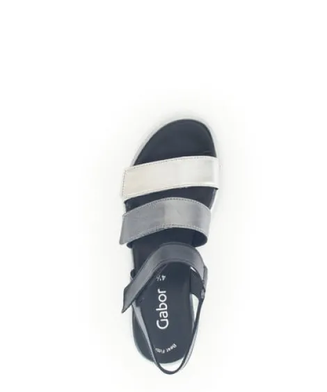 Gabor Blue and Silver Wedge Sandal|8462061