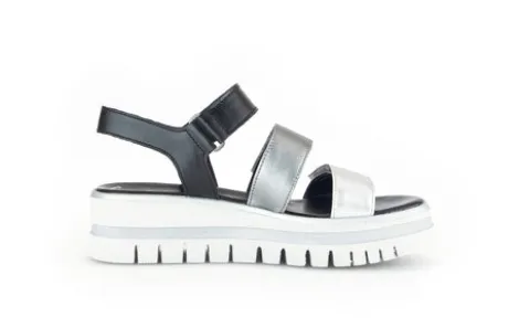 Gabor Blue and Silver Wedge Sandal|8462061