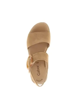 Gabor Brown Suede Wedge Sandal|8455014