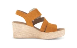 Gabor Orange Suede Wedge Sandal|8477110