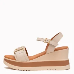 Oh My Sandals Beige Wedge Sandal|5981WHT