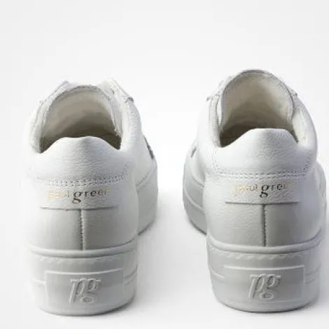 Paul Green White Leather Platform Trainer|5241000