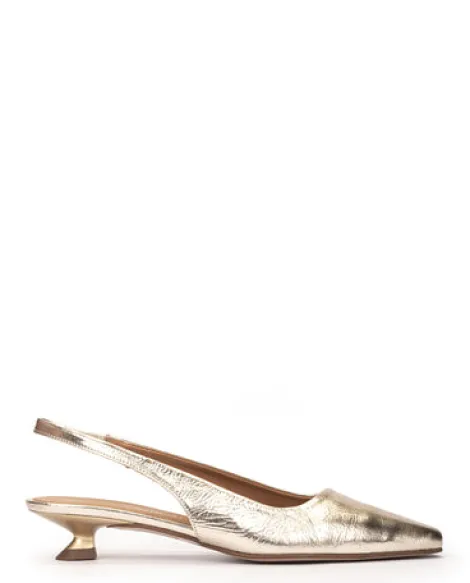 Pedro Miralles Gold Kitten Heel Sling Back|18600GD