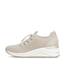 Remonte Beige Wide Fit Mini Wedge Trainer|D0T1860