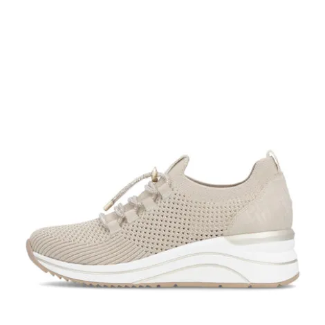 Remonte Beige Wide Fit Mini Wedge Trainer|D0T1860