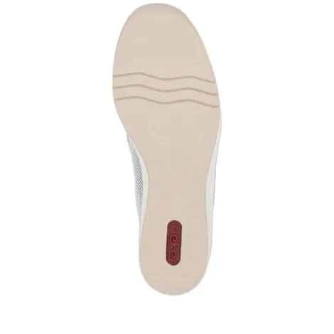 Rieker Beige & White Comfort Mini Wedge Slip On|4876060W
