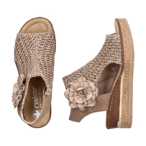 Rieker Beige Woven Wedge Sandal|6379160B