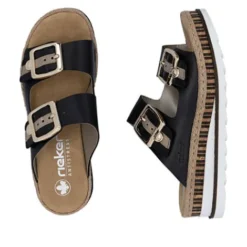 Rieker Black Mini Wedge Mule|V795500B