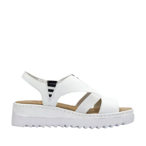 Rieker White Mini Wedge Strap Sandal|V44Y580WH