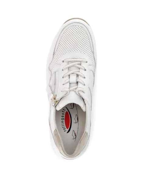 Rolling Soft Wide Fit White Trainer|8697851W