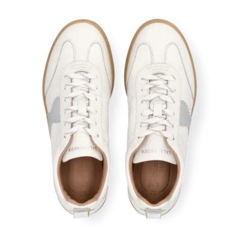 Salamander White and Silver Leather Trainer|F31ARN0320