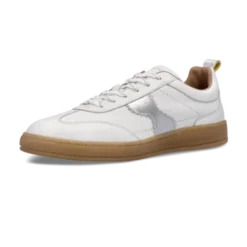 Salamander White and Silver Leather Trainer|F31ARN0320