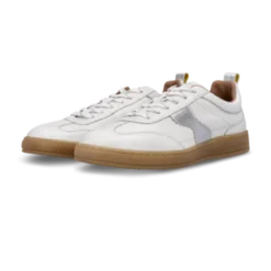 Salamander White and Silver Leather Trainer|F31ARN0320