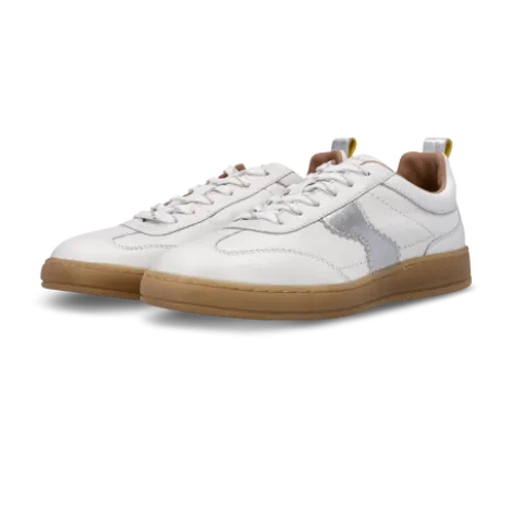 Salamander White and Silver Leather Trainer|F31ARN0320
