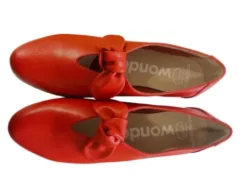 Wonders Red Soft Leather Wedge Slip On|C33159F